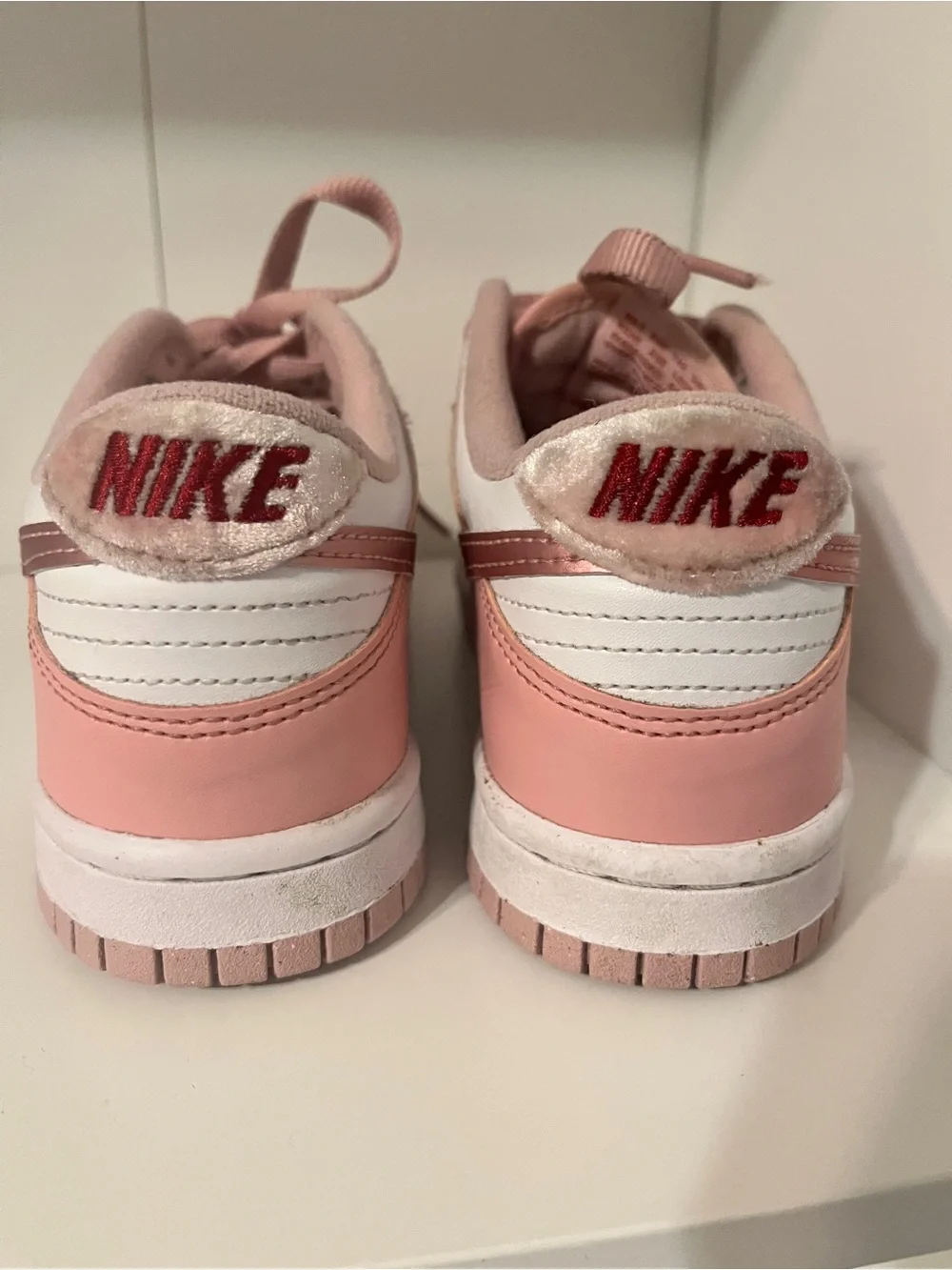 Nike Pink and White Low-Top Dunks